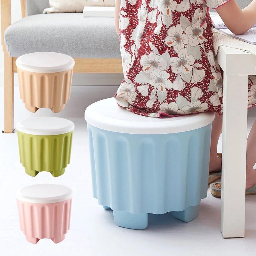 Storage Stool Plastic Large Capacity Stackable Storage Box Footstool Seat