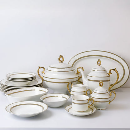 Luxurious 61-Piece White & Gold Bone China Dinner Set