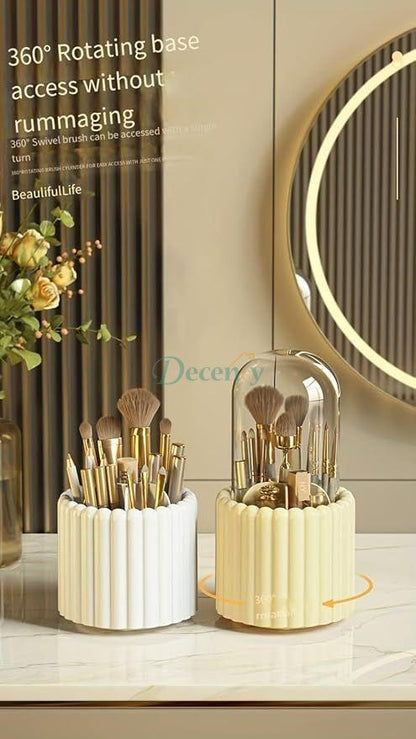 360° Dustproof Rotating Makeup Brush Set Holder with Lid