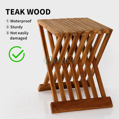 Bamboo Foldable Waterproof Bathroom Stool