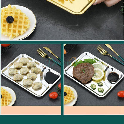 LuxeGold & Silver  Rectangular Snack & Dip Tray