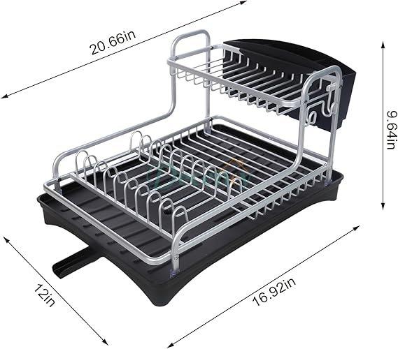 2-Tier Dish Drying Rack for Counter, Stainless Steel Large Strainer