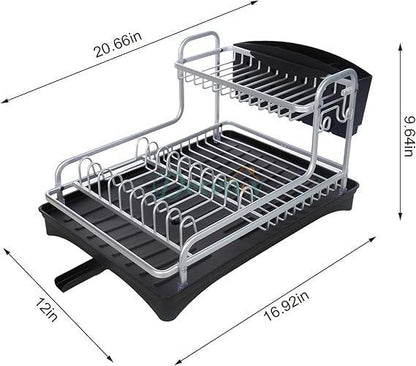 2-Tier Dish Drying Rack for Counter, Stainless Steel Large Strainer