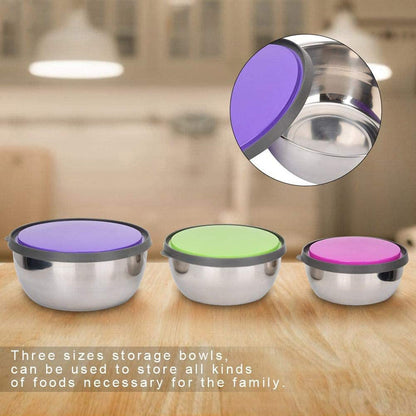 3 Pcs Steel Bowl Set