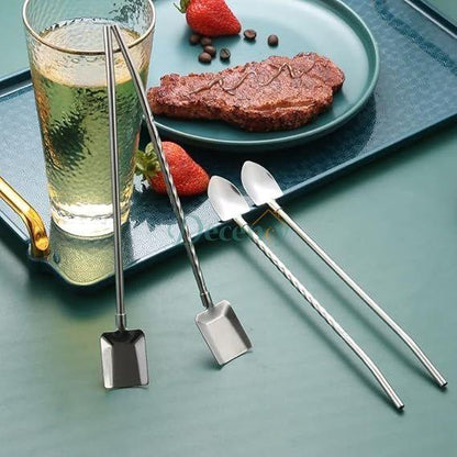 Pack of 3  Stainless Steel 304 Drinking Spoon Straws
