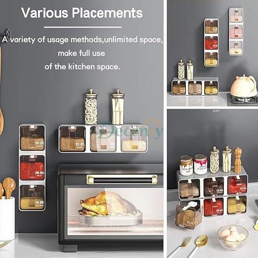 Elite Wall Mounted Spice Jar Rack – Premium Kitchen Organizer with Space-Saving Storage