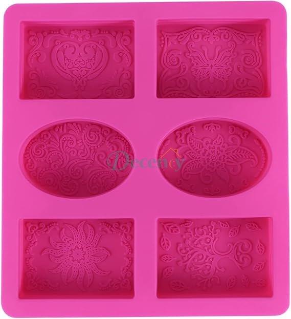 Silicone Soap Mold for Soap Making 3D 6 Forms Oval Soap Mould
