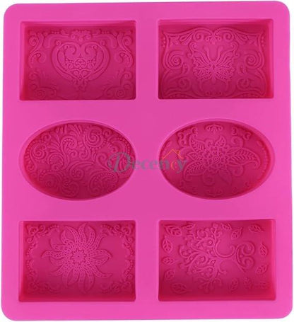 Silicone Soap Mold for Soap Making 3D 6 Forms Oval Soap Mould