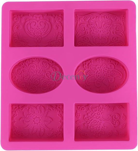Silicone Soap Mold for Soap Making 3D 6 Forms Oval Soap Mould