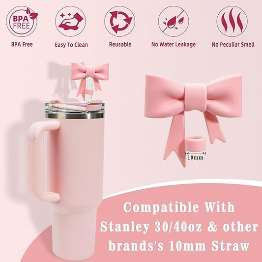 Elegant Bow Tie Straw Cap – Cute Stanley Cup Straw Cover