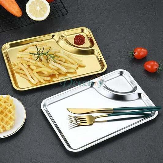 Luxe snack and dip tray  gold silver rectangular dip tray  4-section serving dish  elegant appetizer tray  condiment & sauce tray