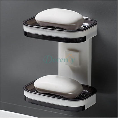 Double Layer Soap Dish With Drain Adhesive Bar