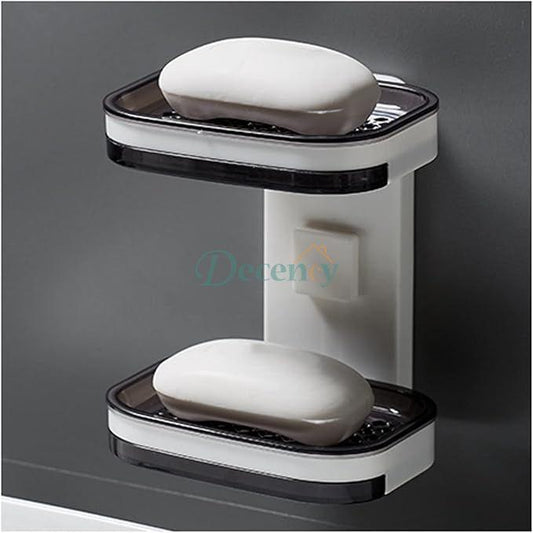 Double Layer Soap Dish With Drain Adhesive Bar