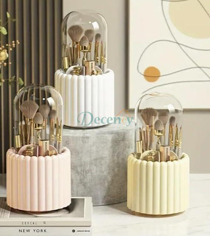 360° Dustproof Rotating Makeup Brush Set Holder with Lid