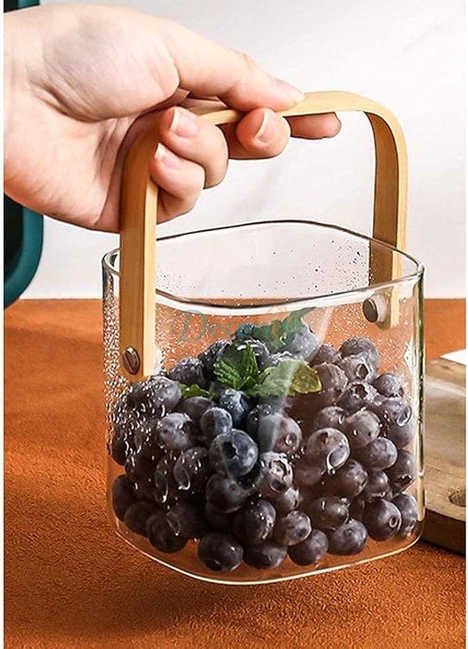 Glass Ice Bucket Fruit Bucket With Handle