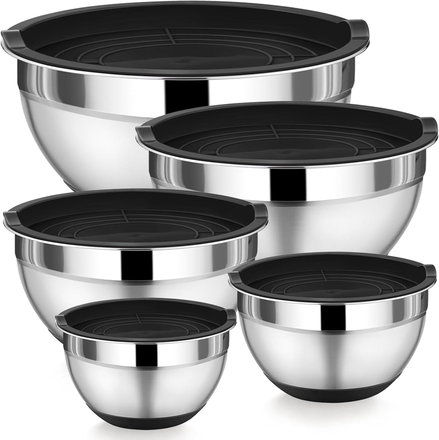 Stainless Steel Salad Bowls Set of 5 with Airtight Lid