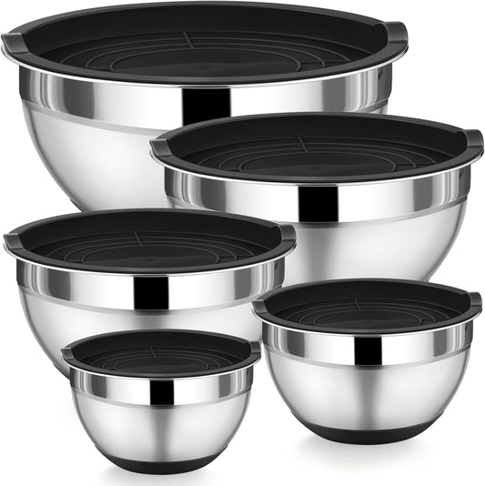Stainless Steel Salad Bowls Set of 5 with Airtight Lid