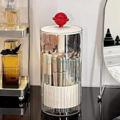 Automatic Lifting Clear Waterproof Dustproof Makeup Brushes Storage Organizer