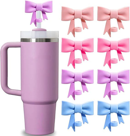 Elegant Bow Tie Straw Cap – Cute Stanley Cup Straw Cover