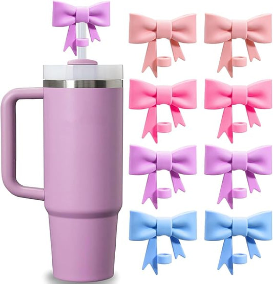 Elegant Bow Tie Straw Cap – Cute Stanley Cup Straw Cover