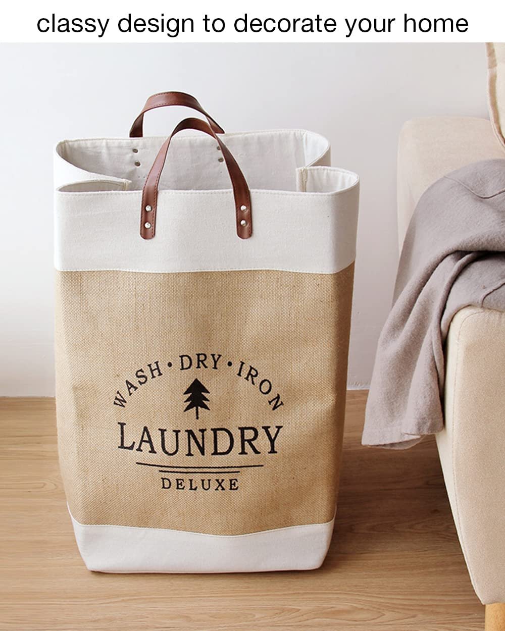 Premium Canvas Laundry Basket Set – Foldable Clothes Storage Bin