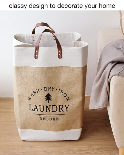 Premium Canvas Laundry Basket Set – Foldable Clothes Storage Bin