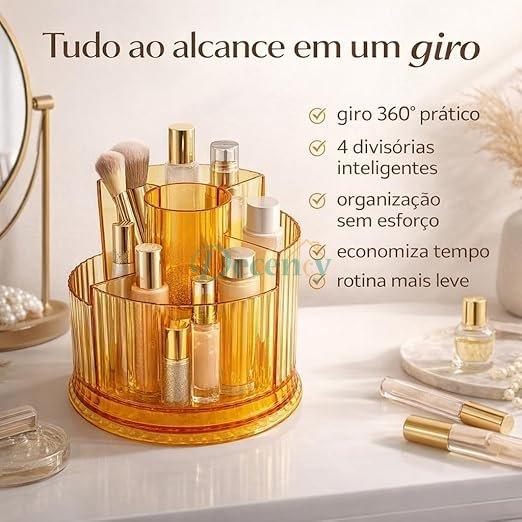 360° Rotating Cosmetic Organizer with 4 Compartments