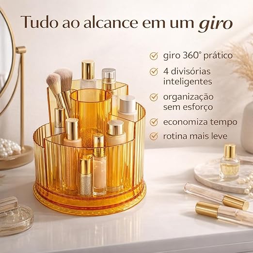 360° Rotating Cosmetic Organizer with 4 Compartments