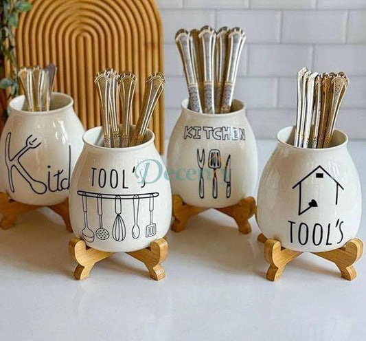 porcelain spoon rest with bamboo stand, cooking spoon holder, utensil rest for kitchen, stylish kitchen spoon stand, ladle holder porcelain, bamboo kitchen accessories