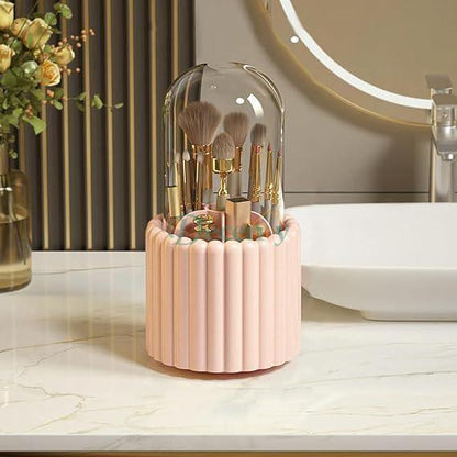 360° Dustproof Rotating Makeup Brush Set Holder with Lid