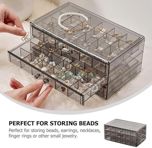  3-Tier 72-Compartment Acrylic Jewelry Organizer Elegant Storage for Rings, Earrings & More