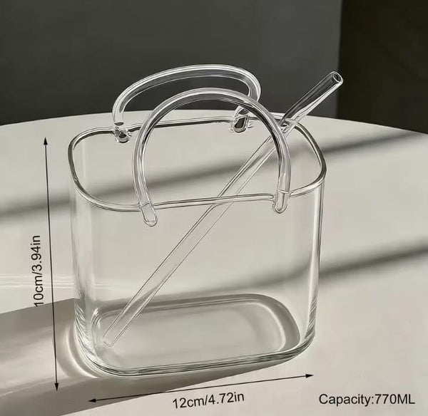 770ml Clear Glass Handbag Drinkware – Aesthetic Purse