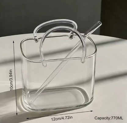 770ml Clear Glass Handbag Drinkware – Aesthetic Purse
