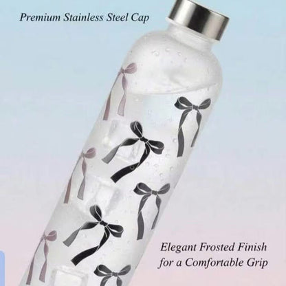 1000ml Cute Bow Water Bottle with Straw & Strap