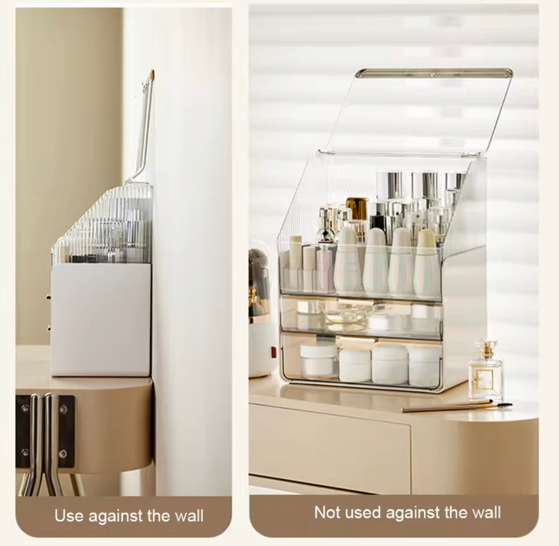 Transparent Desk Makeup Organizer Box With Drawers