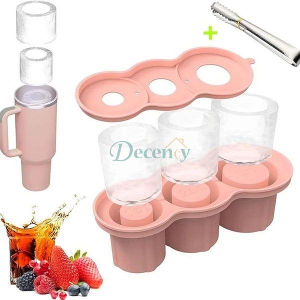 Tumbler Silicone Ice Cube Tray with Steel Tong Flexible Ice Mold with Lid – Includes Stainless Steel Ice Tong