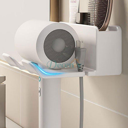 Wall Mounted Hair Dryer Holder With Phone Organizer