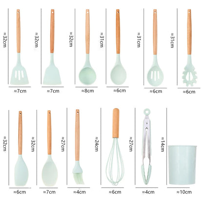 12 Pcs Silicone Kitchenware Cooking Utensils Set