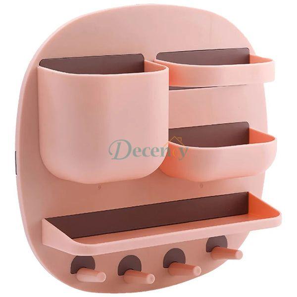 Bathroom Organizer Shelf Wall Mounted Storage Holder With Hooks