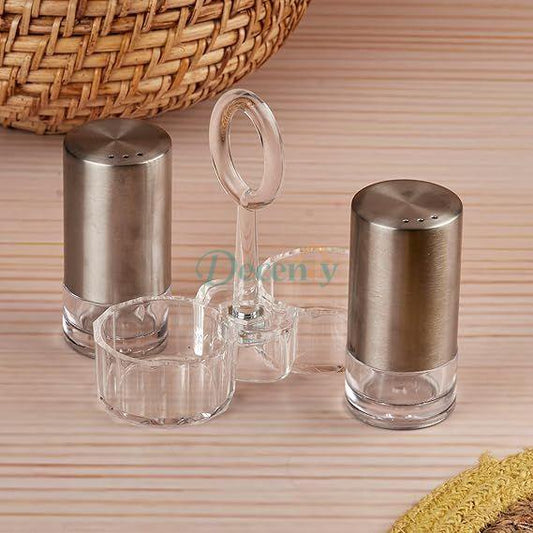 Acrylic Salt and Pepper Shakers Set with Tray