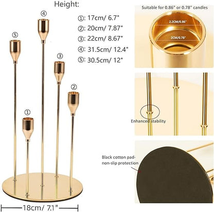 Gold Candlestick 5 Arm Candle Holder