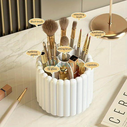 360° Dustproof Rotating Makeup Brush Set Holder with Lid