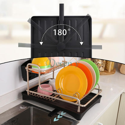 2-Tier Dish Drying Rack for Counter, Stainless Steel Large Strainer