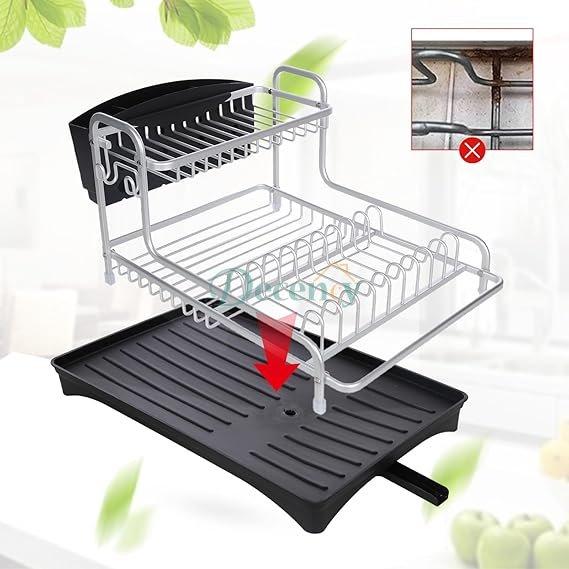 2-Tier Dish Drying Rack for Counter, Stainless Steel Large Strainer