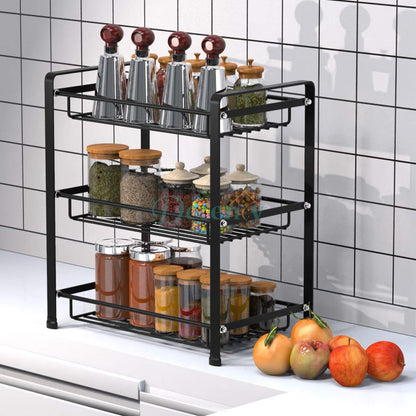 3-Tier Multi-Purpose Metal Spice Rack Wall Mount and Countertop Organizer