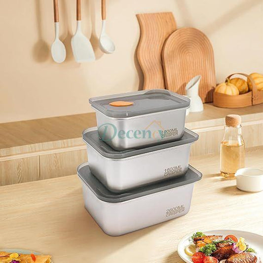 stainless steel food storage container  airtight stainless steel lunch box  reusable metal food container  leak-proof food storage box  Crispers food storage stainless steel