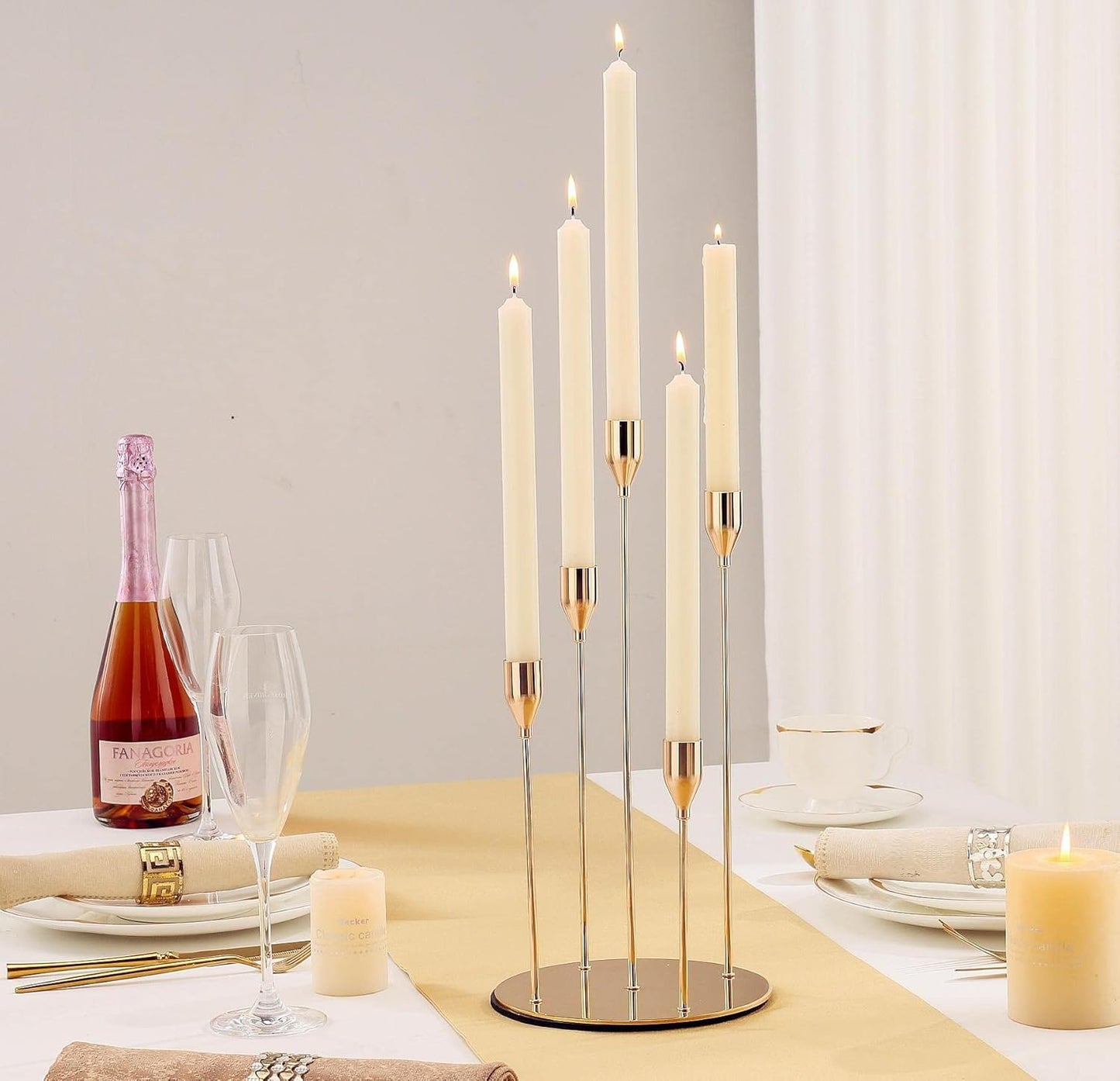 Gold Candlestick 5 Arm Candle Holder