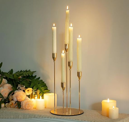 Gold Candlestick 5 Arm Candle Holder