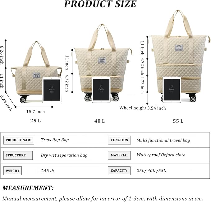 Large Capacity Folding Travel Bag with Wheel