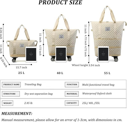 Large Capacity Folding Travel Bag with Wheel